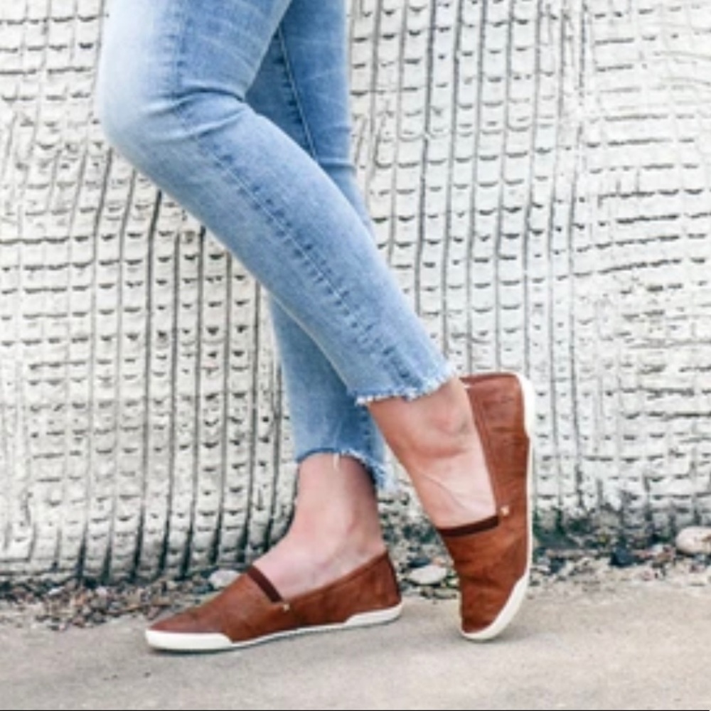 The Frye Company's Melanie Slip-Ons in black S-8.5